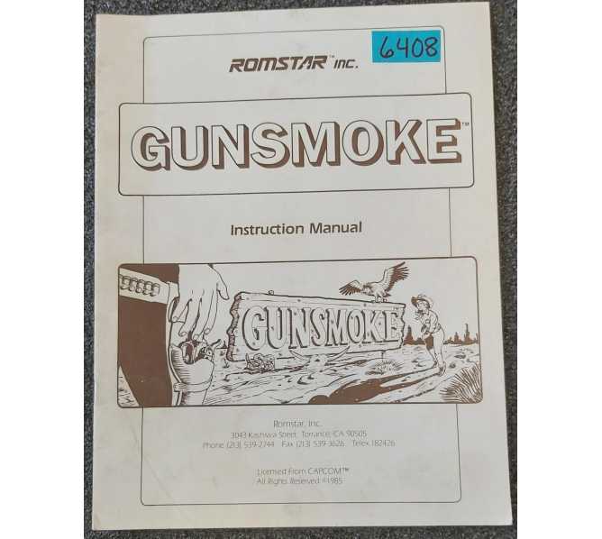 ROMSTAR GUNSMOKE Arcade Machine INSTRUCTION Manual #6408 
