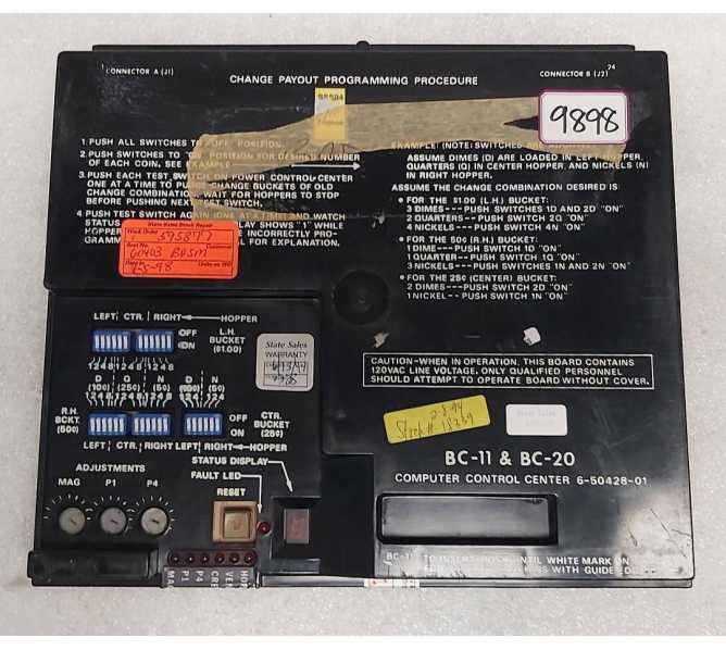 ROWE BC-11 & BC-20 Bill Changer COMPUTER CONTROL CENTER Board #6-50428-01 (9798)