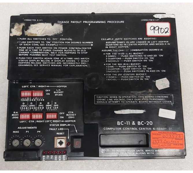 ROWE BC-11 & BC-20 Bill Changer COMPUTER CONTROL CENTER Board #6-50428-01 (9902)