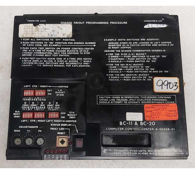 ROWE BC-11 & BC-20 Bill Changer COMPUTER CONTROL CENTER Board #6-50428-01 (9903)