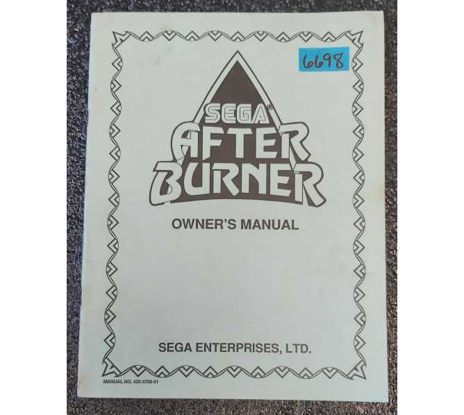 SEGA AFTER BURNER Arcade Game OWNER'S MANUAL #6698  