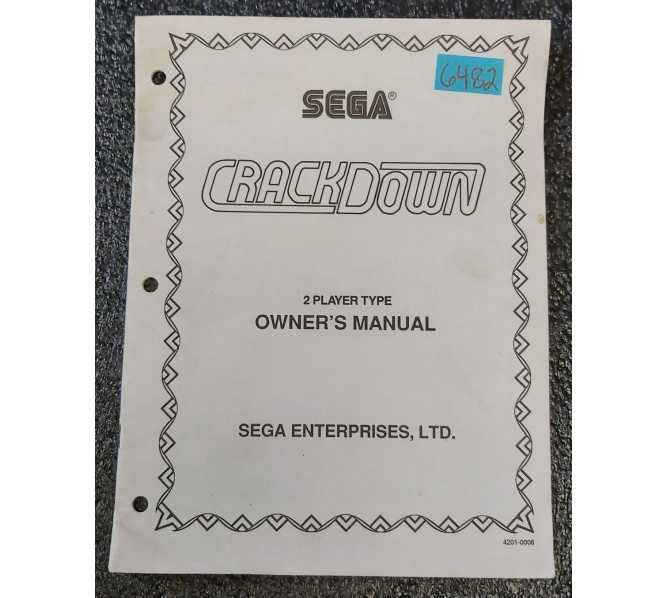 SEGA CRACKDOWN 2 PLAYER TYPE Arcade Game Owner's Manual #6482