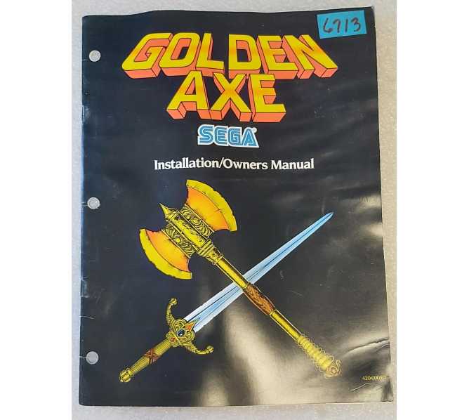 SEGA GOLDEN AXE Arcade Game INSTALLATION / OWNER'S MANUAL #6713 