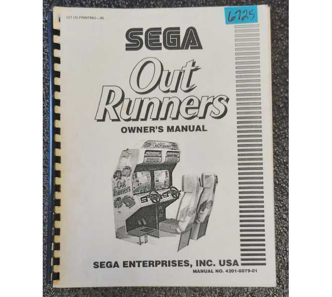 SEGA OUTRUNNERS Arcade Game OWNER'S MANUAL #6725 