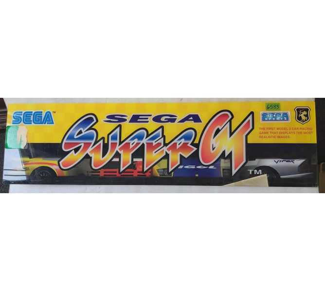 SEGA SUPER GT Arcade Game PLEXIGLASS Overhead Header (6533)