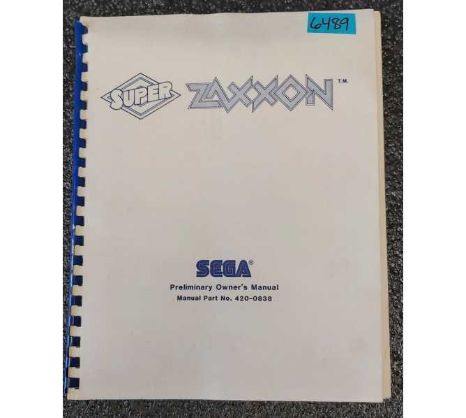 SEGA SUPER ZAXXON Arcade Game Preliminary Owner's Manual #6489 