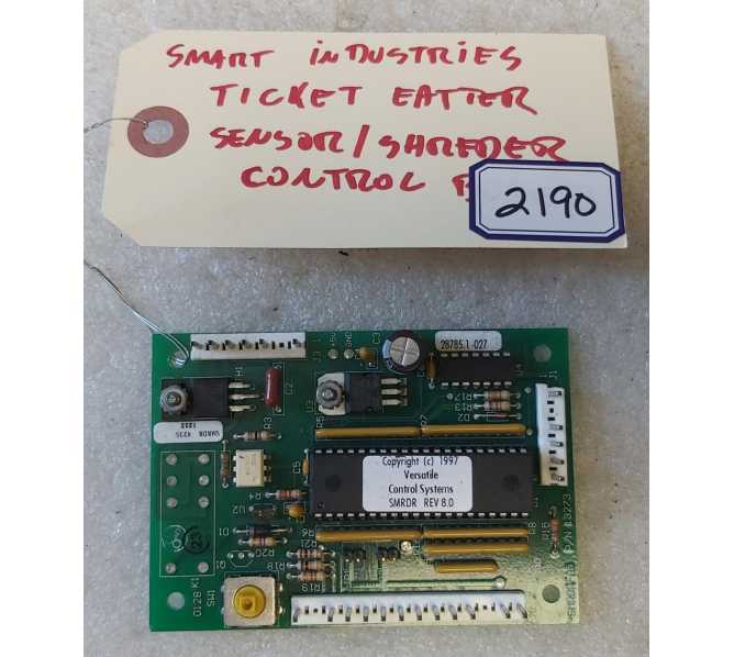 SMART INDUSTRIES TICKET CENTER Arcade Machine SENSOR/SHREDDER CONTROL Board #196383 (2190) 