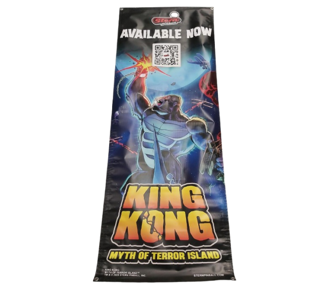 STERN KING KONG: MYTH OF TERROR ISLAND Original Pinball COLLECTIBLE VINYL DISPLAY BANNER #272509-1 (9828) 