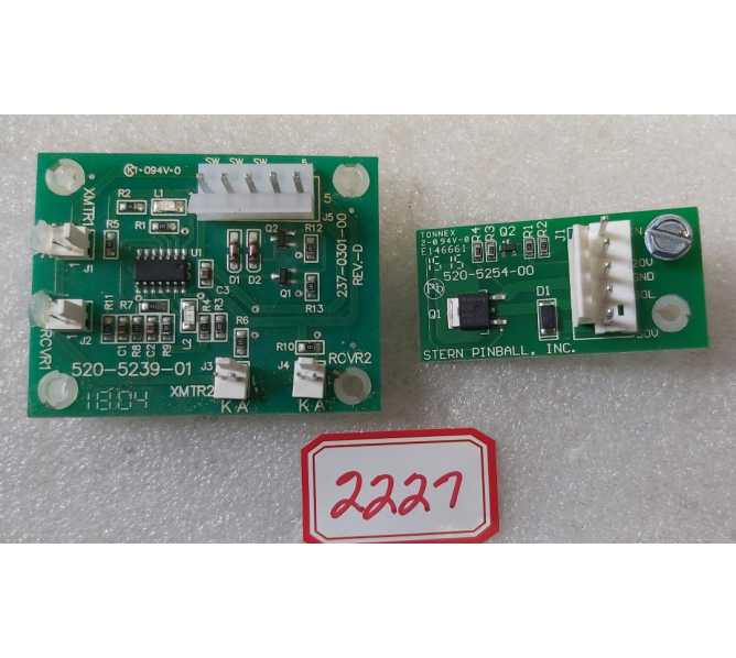 STERN METALLICA Pinball OPTO TRANSMITTER RECEIVER #520-5239-01 & STEP UP DRIVER #520-5254-00 Boards (2227)