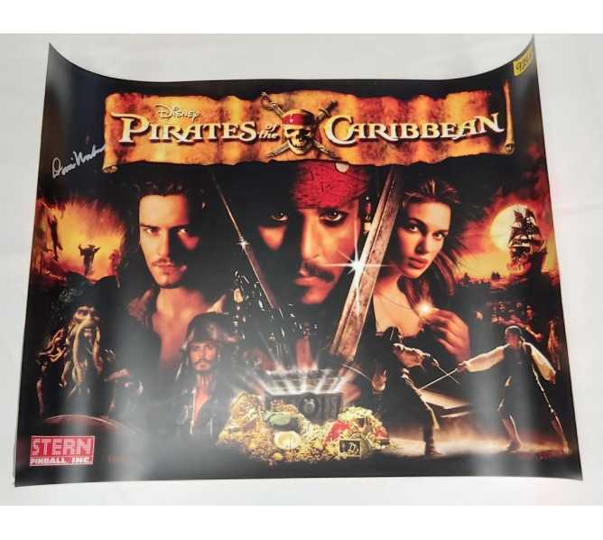 STERN PIRATES OF THE CARIBBEAN Pinball Machine Translite Backbox Artwork signed by Dennis Nordman #9248 