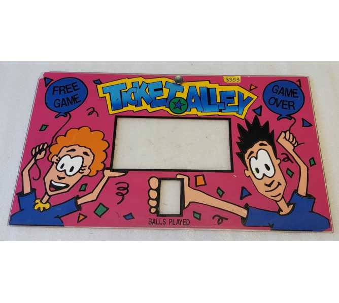 TICKET ALLEY Arcade Game Plexiglass Backglass Backbox Header #8353