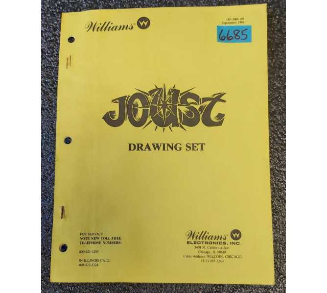 WILLIAMS JOUST Arcade Game DRAWING SET #6685 