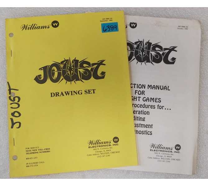 WILLIAMS JOUST Arcade Game Drawing Set & Instruction Manual #6389 