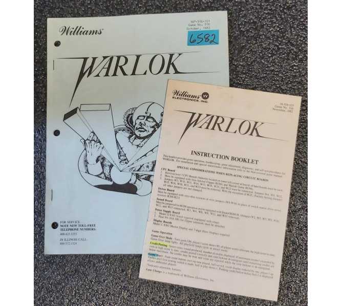 WILLIAMS WARLOK Pinball Game MANUAL & INSTRUCTION BOOKLET #6582 