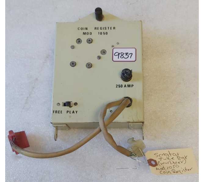 WURLITZER 1050 & SONATA Jukebox COIN REGISTER #9837 