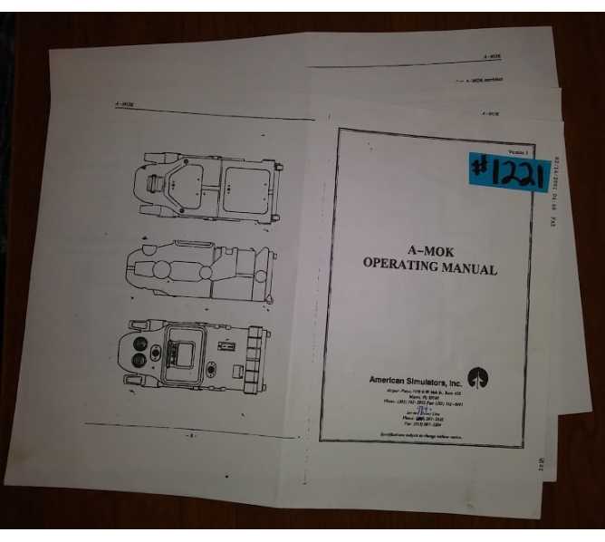 A-MOK Arcade Machine Game OPERATING MANUAL #1221 for sale  