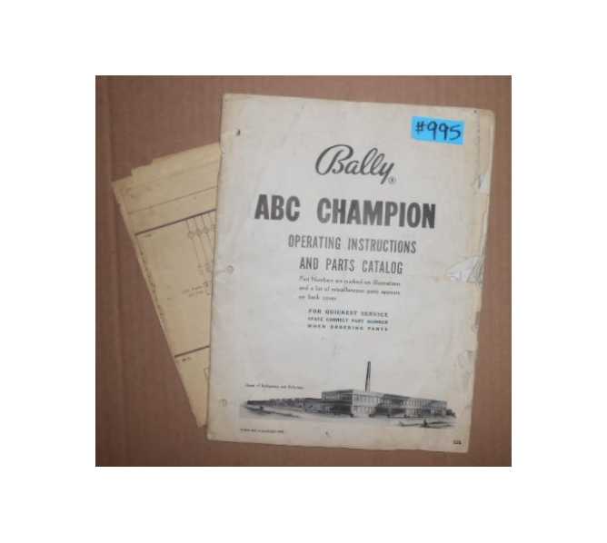 ABC CHAMPION BOWLER Arcade Machine Game OPERATING INSTRUCTIONS and PARTS CATALOG & SCHEMATIC #995 for sale 