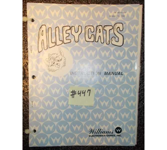 ALLEY CATS Pinball Machine Game Instruction Manual #447 for sale - WILLIAMS 