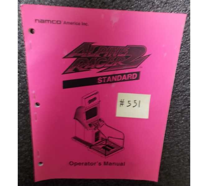 ALPINE RACER 2 Standard Video Arcade Machine Game Operators Manual #551 for sale - NAMCO