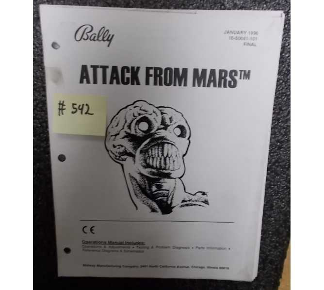ATTACK FROM MARS Pinball Machine Game Operations Manual #542 for sale - BALLY