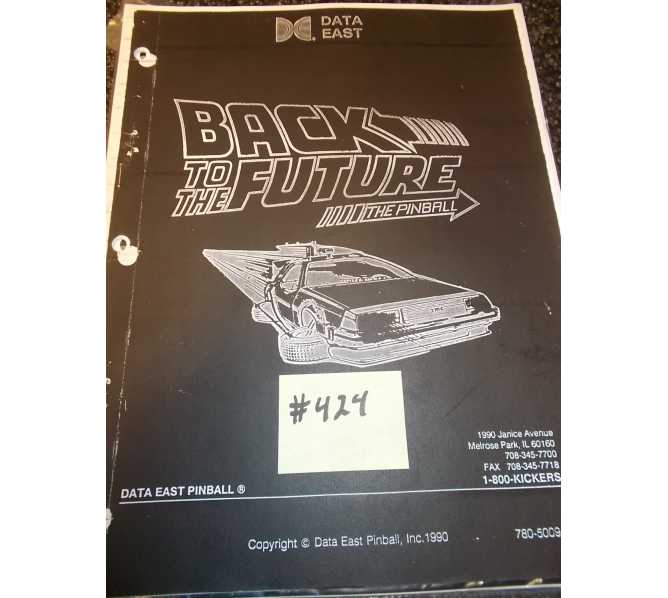 BACK TO THE FUTURE Pinball Machine Game Owner's Manual #424 for sale - DATA EAST 