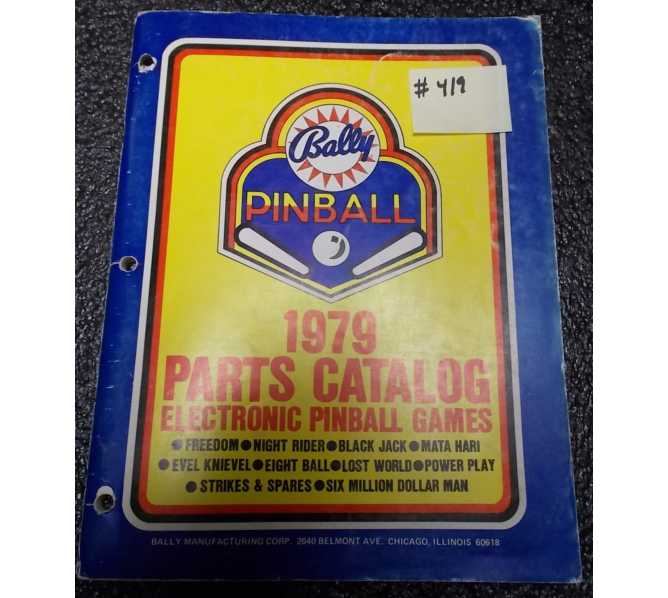 BALLY Pinball Machine Game 1979 Parts Catalog #419 for sale 