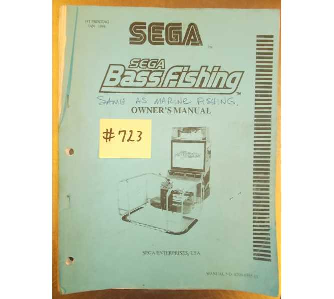 BASS FISHING Arcade Machine Game OWNER'S MANUAL #723 for sale  