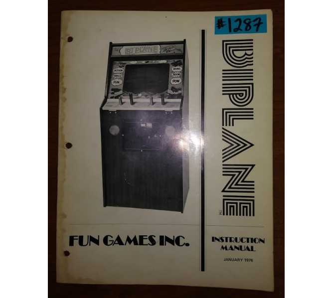 BI PLANE Arcade Machine Game INSTRUCTION MANUAL #1287 for sale  