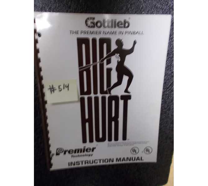 BIG HURT Pinball Machine Game Instruction Manual #514 for sale - GOTTLIEB  