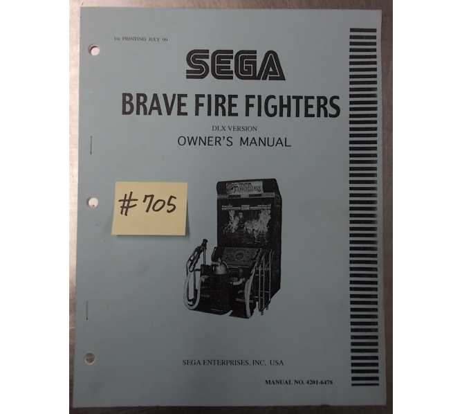BRAVE FIRE FIGHTERS DLX VERSION Arcade Machine Game OWNER'S MANUAL #705 for sale  