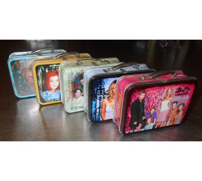 Buffy the Vampire Slayer Novelty Bubblegum Collectible Promotional Lunchbox style Tins 2002 by Dart Flipcards for sale - Set of 5
