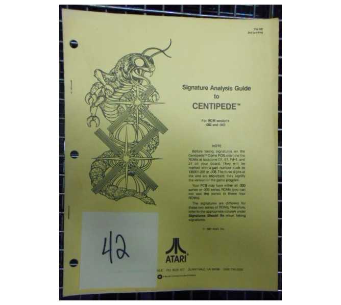 CENTIPEDE Arcade Machine Game Signature Analysis Guide Manual #42 for sale - ATARI  