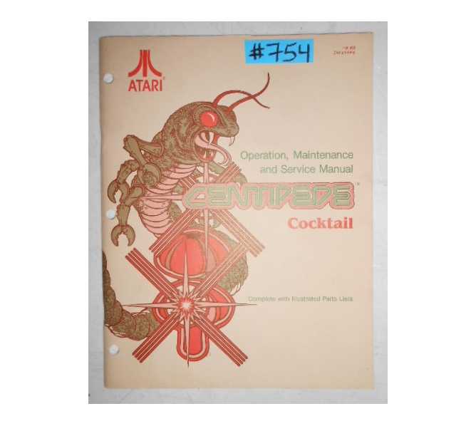 CENTIPEDE COCKTAIL Arcade Machine Game OPERATION, MAINTENANCE & SERVICE MANUAL with ILLUSTRATED PARTS LISTS #754 for sale 