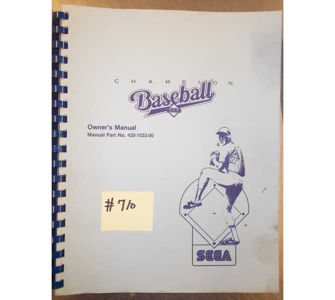 CHAMPION BASEBALL Arcade Machine Game OWNER'S MANUAL #710 for sale 