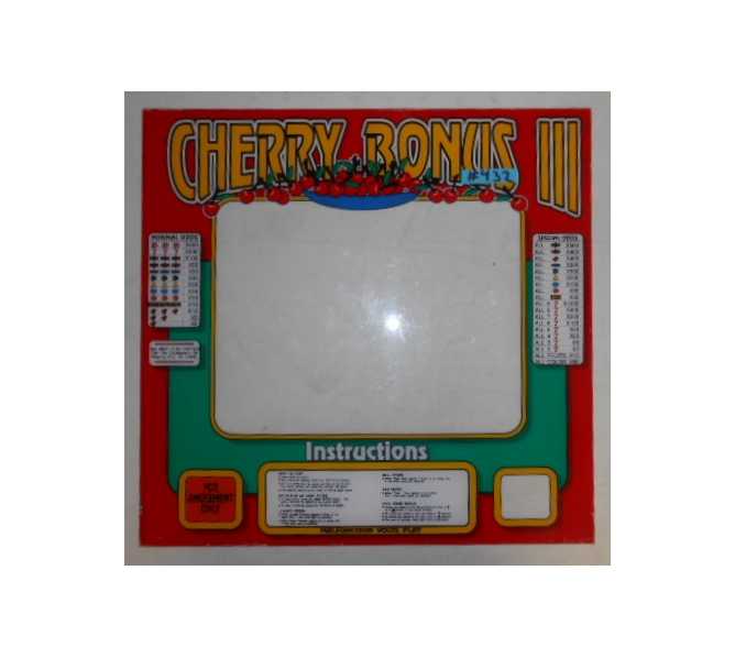 CHERRY BONUS III Arcade Machine Game Monitor Bezel Artwork Graphic PLEXIGLASS #432 for sale 