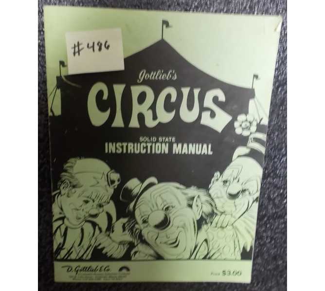 CIRCUS Pinball Machine Game Manual #486 for sale - GOTTLIEB 