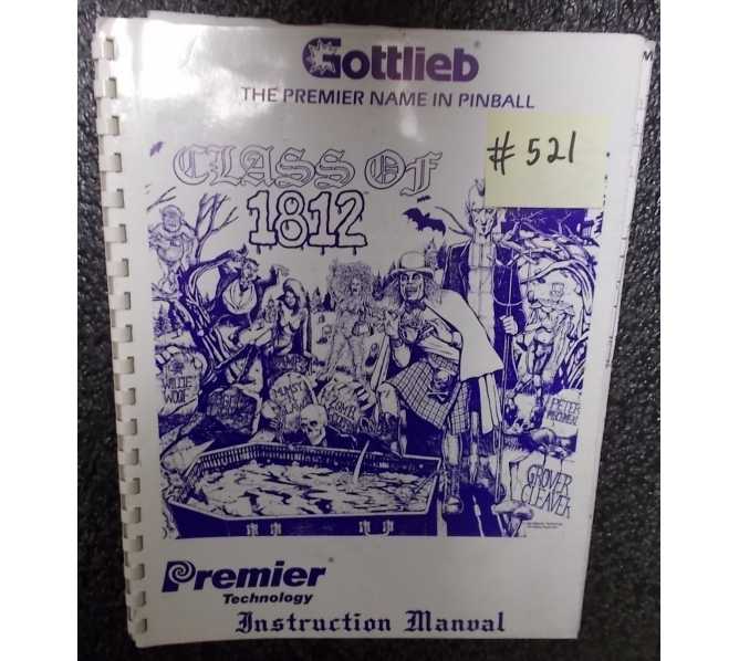 CLASS OF 1812 Pinball Machine Game Instruction Manual #521 for sale - GOTTLIEB  