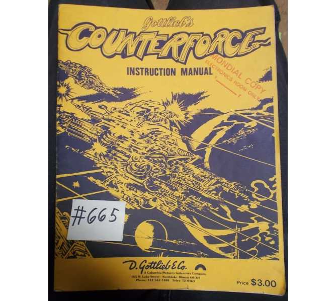COUNTERFORCE Pinball Machine Game Instruction Manual #665 for sale - GOTTLIEB