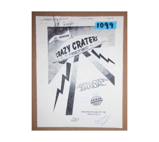 CRAZY CRATERS Arcade Machine Game INSTRUCTION MANUAL with SCHEMATICS #1099 for sale 