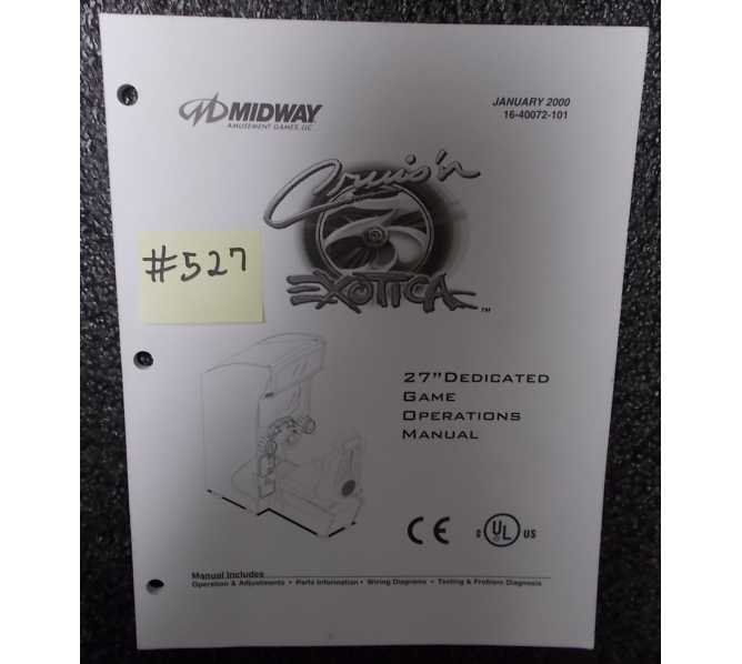 CRUIS'N EXOTICA Video Arcade Machine Game Operations Manual #527 for sale - MIDWAY