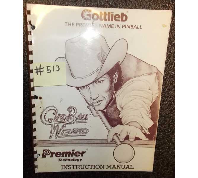CUE BALL WIZARD Pinball Machine Game Instruction Manual #513 for sale - GOTTLIEB  