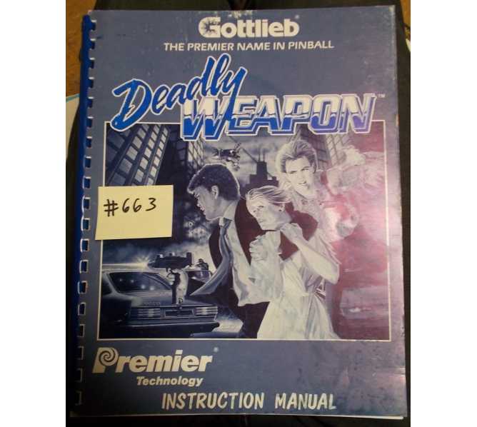 DEADLY WEAPON Pinball Machine Game Instruction Manual #663 for sale - GOTTLIEB