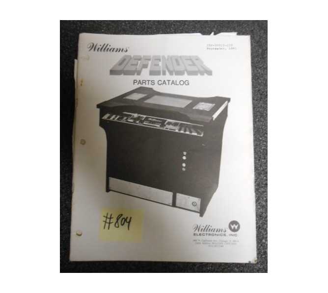 DEFENDER COCKTAIL TABLE Arcade Machine Game PARTS CATALOG #804 for sale  