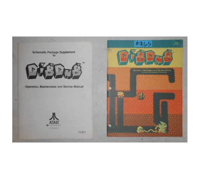 DIG DUG Arcade Machine Game OPERATION, MAINTENANCE and SERVICE MANUAL with ILLUSTRATED PARTS LISTS & SCHEMATIC PACKAGE #765 for sale 