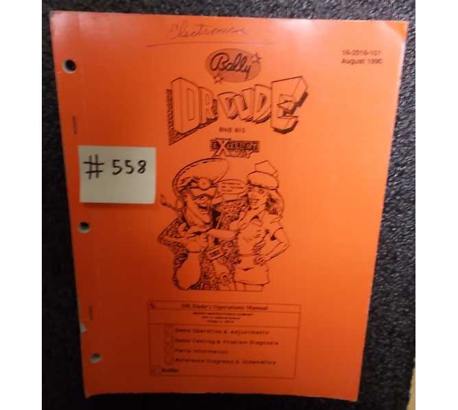 DR. DUDE and HIS EXCELLENT RAY Pinball Machine Game Operations Manual #558 for sale - BALLY 