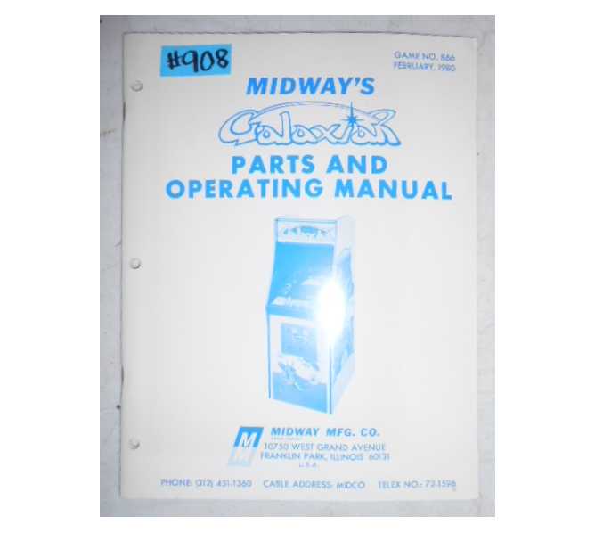 GALAXIAN Arcade Machine Game PARTS and OPERATING MANUAL #908 for sale  