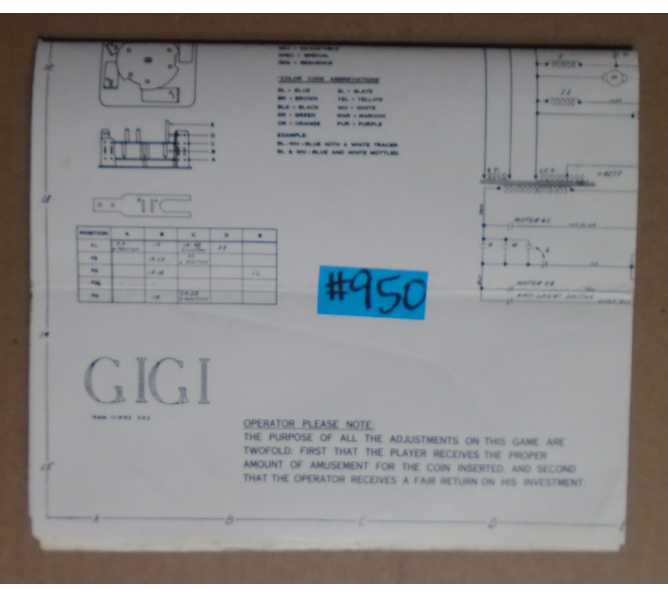 GIGI Pinball Machine Game SCHEMATIC #950 for sale  