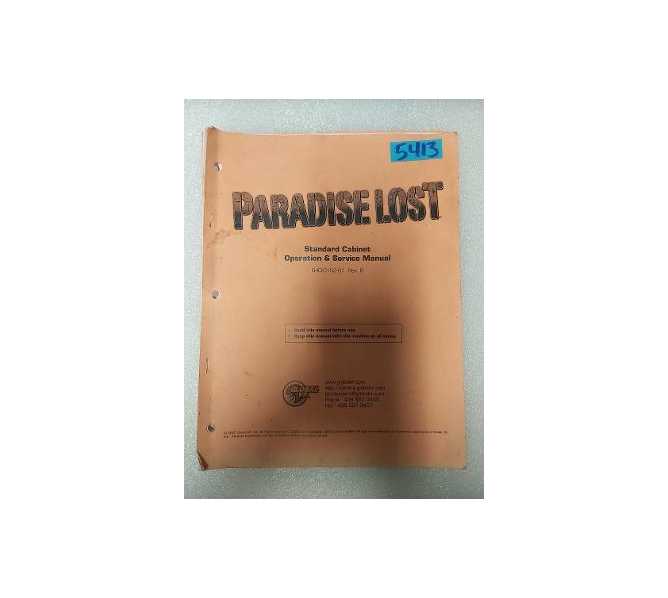 GLOBAL VR PARADISE LOST Arcade Game STANDARD CABINET OPERATION & SERVICE MANUAL #5413 for sale
