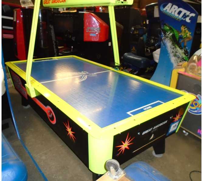 GREAT AMERICAN 8'  POWER Air Hockey Table COIN-OP/OVERHEAD SCORING 