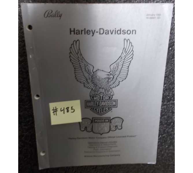 HARLEY DAVIDSON Pinball Machine Game Operations Manual #485 for sale - BALLY 